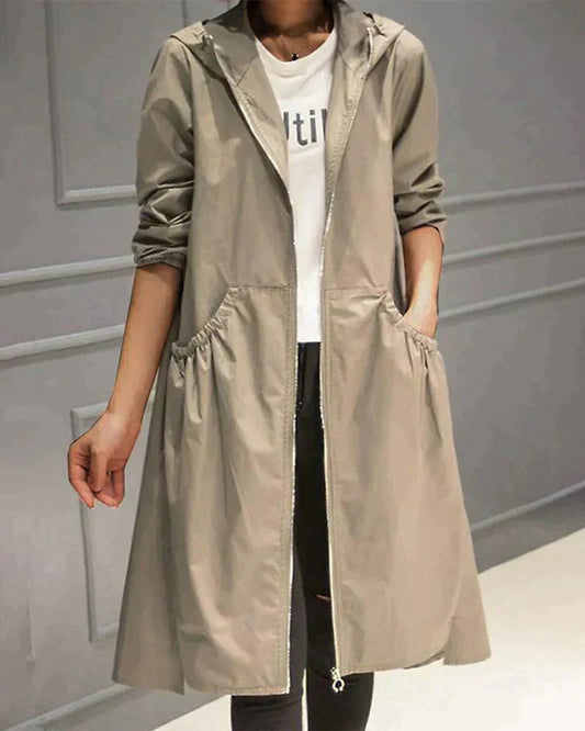 Waterproof Women's Hooded Rain Jacket with Zip - Lusomart