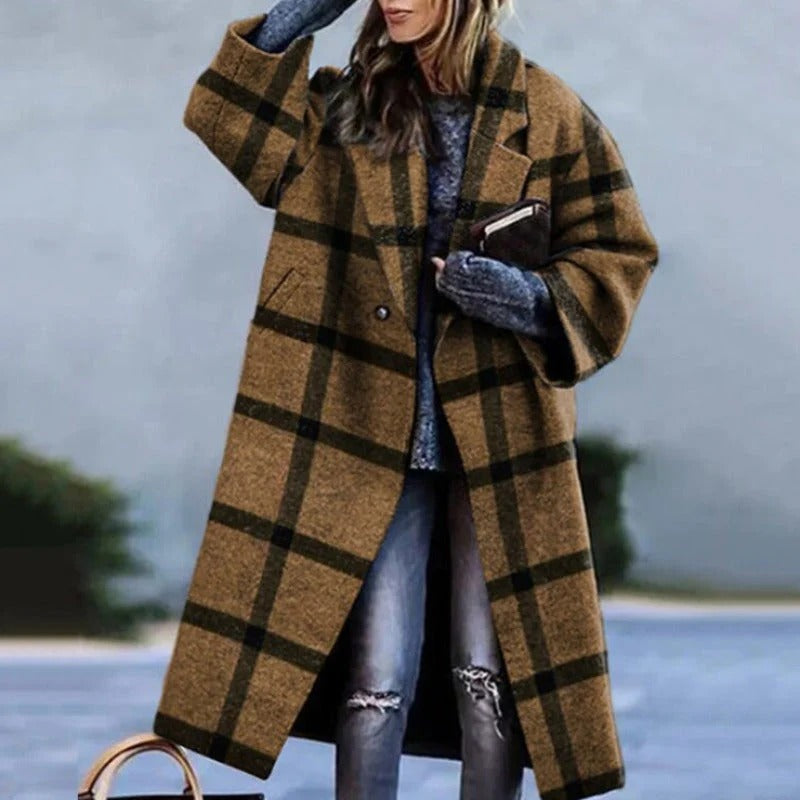 Women’s Oversized Longline Wool Blend Coat – Classic Notched Lapel Stylish Winter Jacket 3