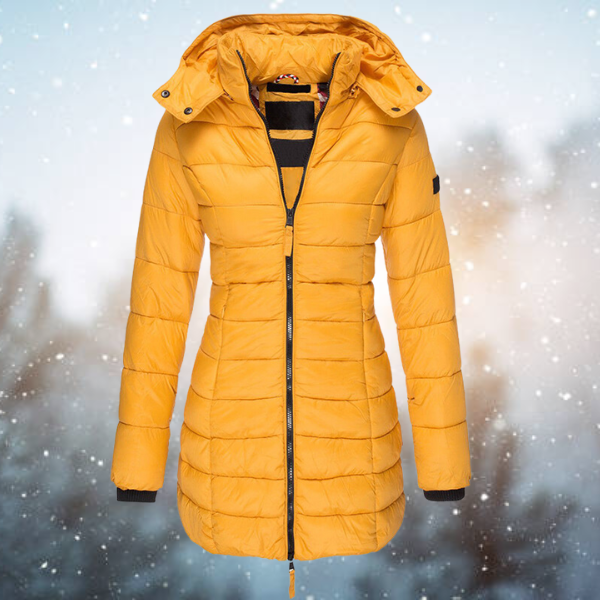 Women's Puffer Winter Jacket with Hood and Full-Length Zip 1