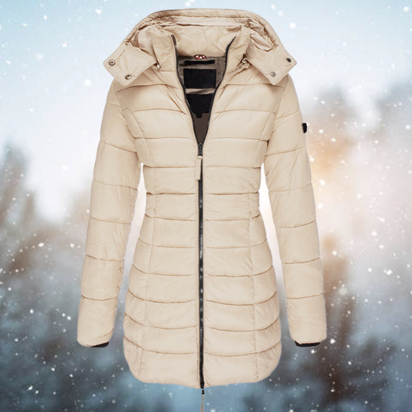 Women's Puffer Winter Jacket with Hood and Full-Length Zip 3