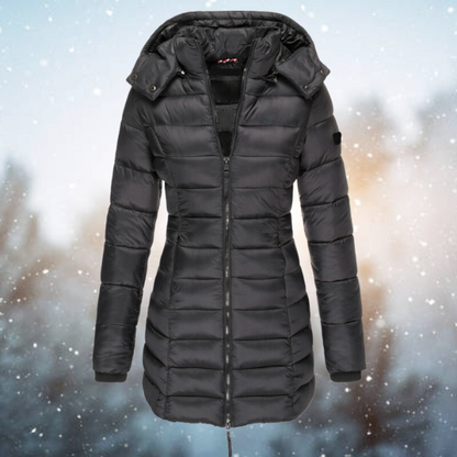 Women's Puffer Winter Jacket with Hood and Full-Length Zip 5