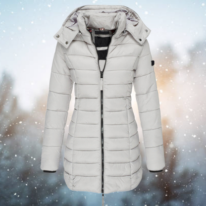 Women's Puffer Winter Jacket with Hood and Full-Length Zip 6