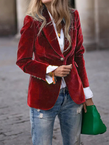 Women's Tailored Blazer with Gold Buttons and Sharp Lapels 10