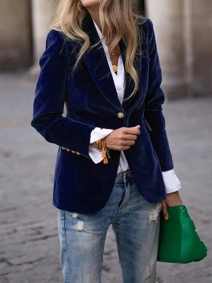 Women's Tailored Blazer with Gold Buttons and Sharp Lapels 5