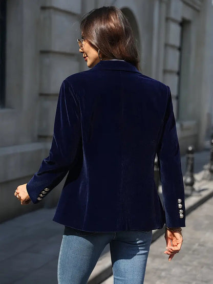 Women's Tailored Blazer with Gold Buttons and Sharp Lapels 6