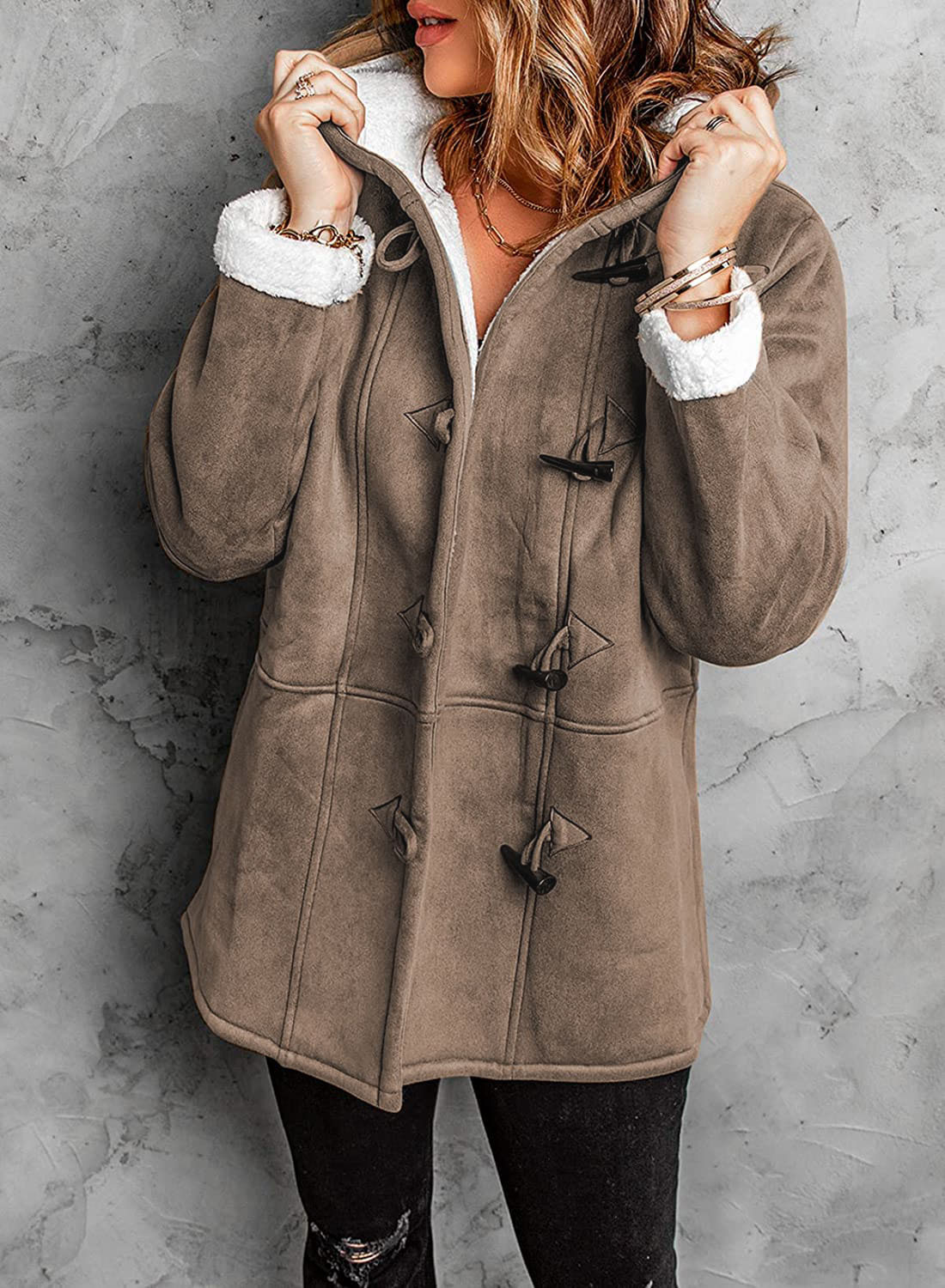 Women's Toggle Winter Coat with Hood and Warm Lining 3