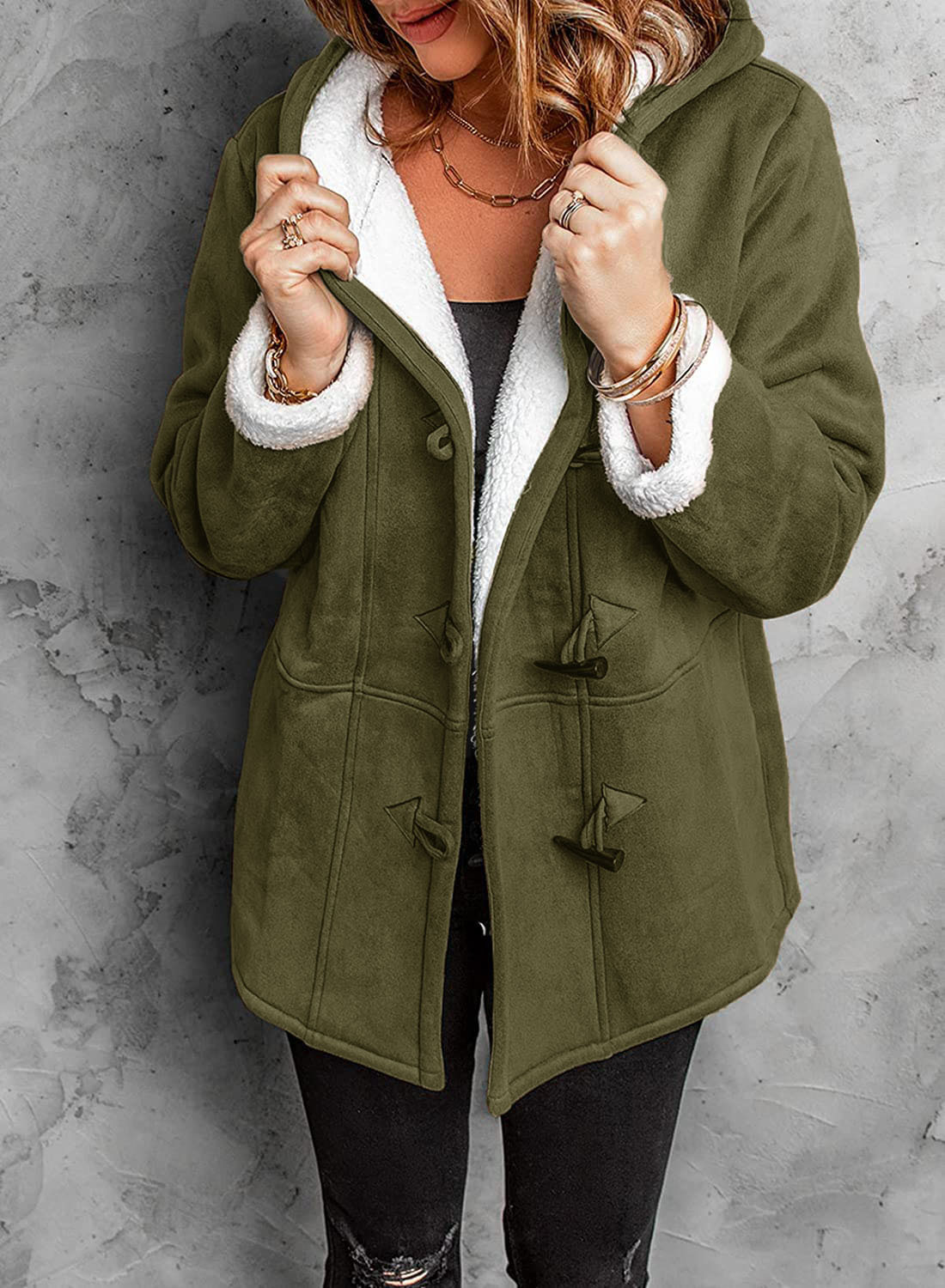 Women's Toggle Winter Coat with Hood and Warm Lining 4