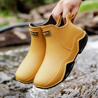 Waterproof Women's Rain Boots with Grip Sole and Easy Pull - Lusomart
