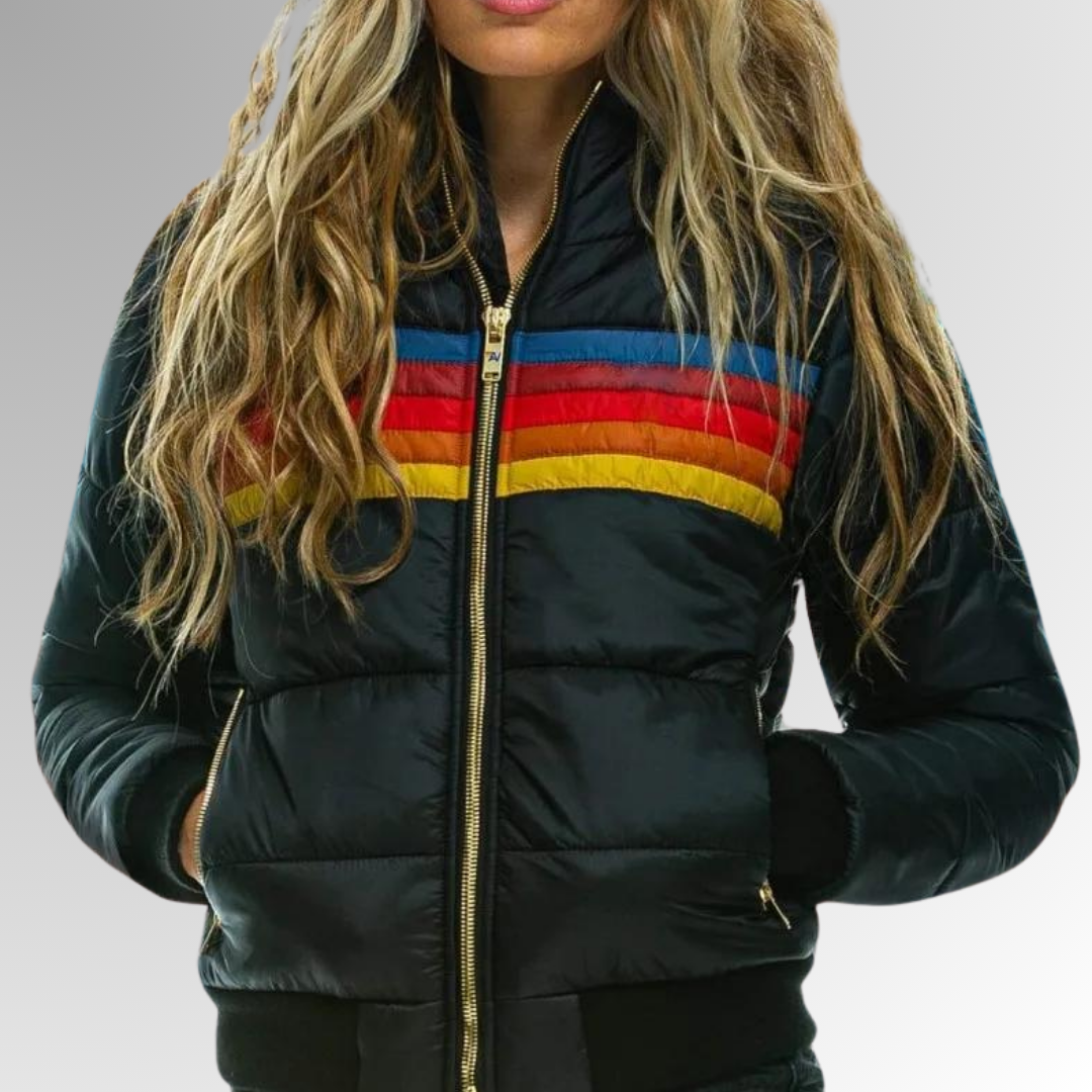 Women’s Waterproof Puffer Jacket – Colorblock Hooded Winter Coat 3