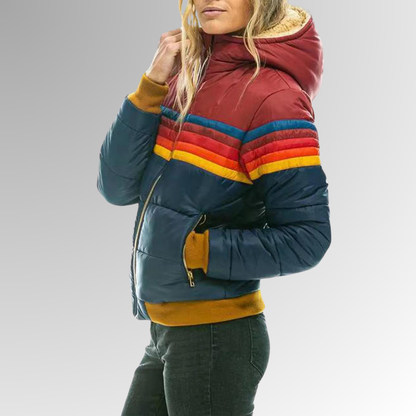 Women’s Waterproof Puffer Jacket – Colorblock Hooded Winter Coat 7