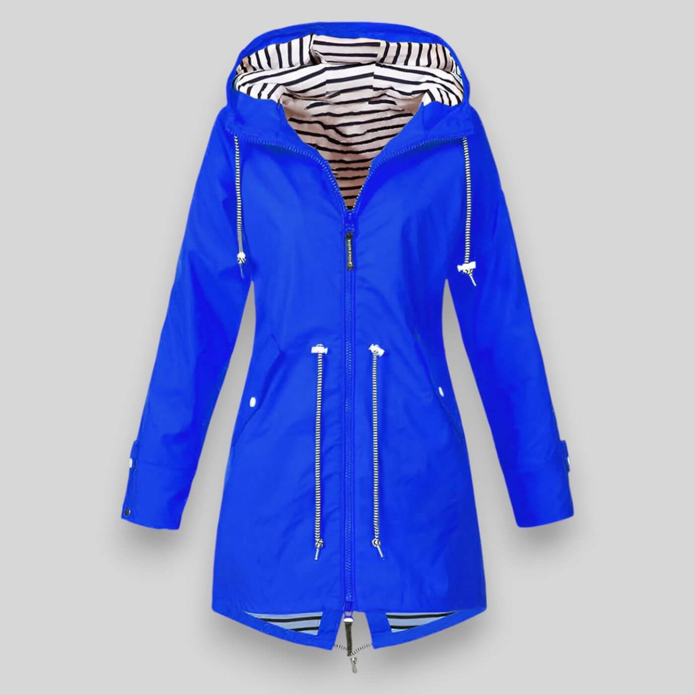 Women's Waterproof Rain Jacket with Drawcord Waist and Hooded Zip 4