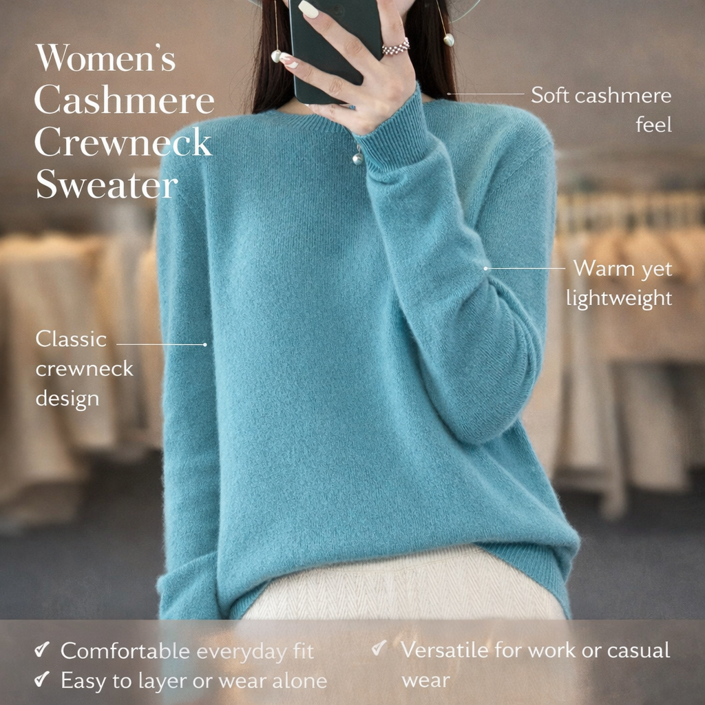 Soft Women's Cashmere Crew Neck Winter Sweater