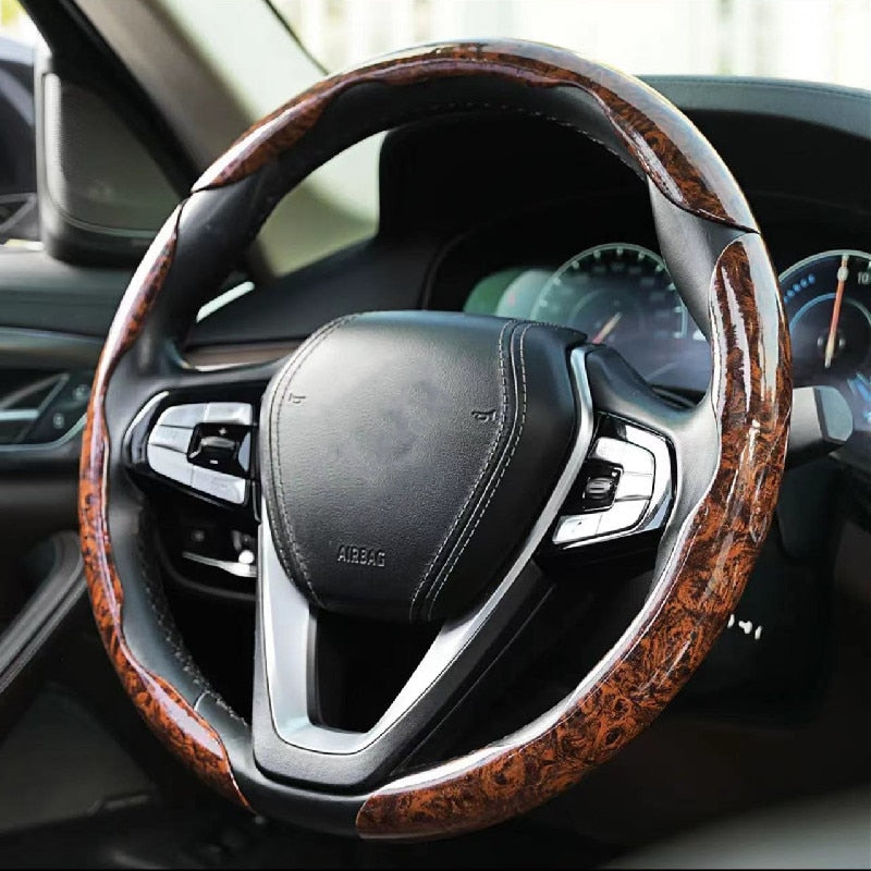 WoodGrain Luxe | Stylish Non-Slip Universal Steering Wheel Cover 2