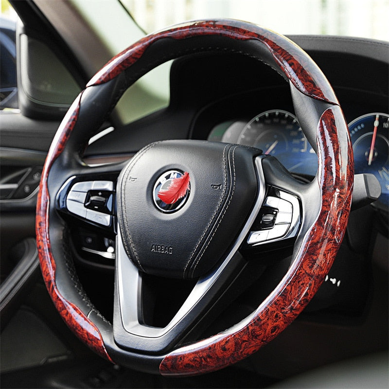 WoodGrain Luxe | Stylish Non-Slip Universal Steering Wheel Cover 3