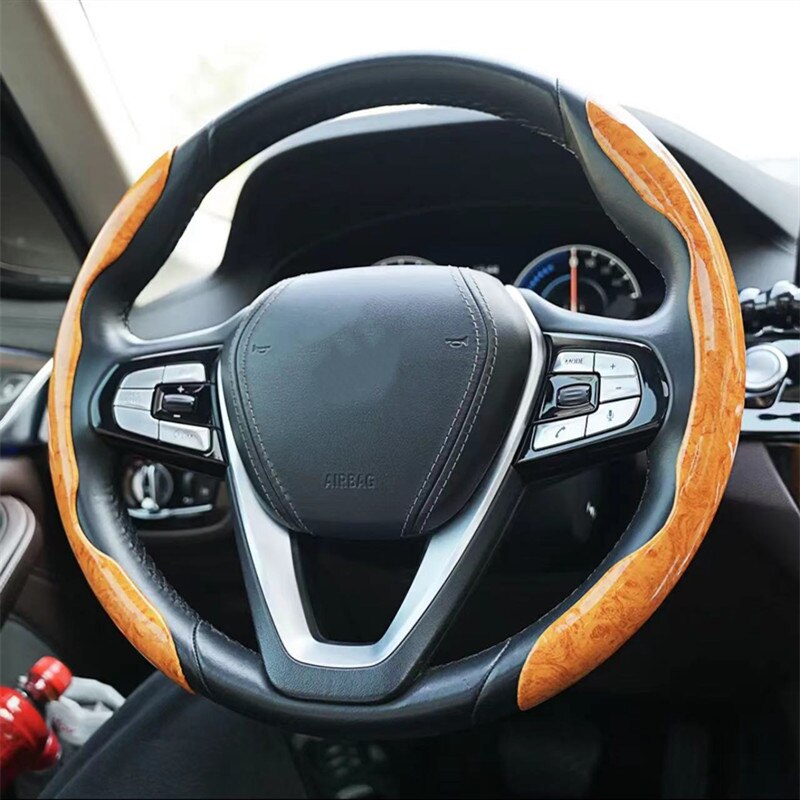 WoodGrain Luxe | Stylish Non-Slip Universal Steering Wheel Cover 7
