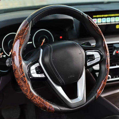 WoodGrain Luxe | Stylish Non-Slip Universal Steering Wheel Cover 8