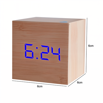 Modern Wooden Alarm Clock with Clear LED Screen