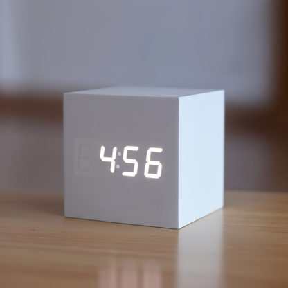 Modern Wooden Alarm Clock with Clear LED Screen