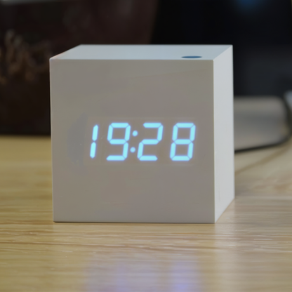 Modern Wooden Alarm Clock with Clear LED Screen