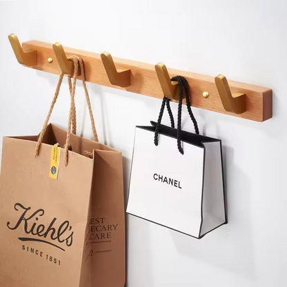 Farmhouse Style Wooden Coat Hooks with 5 Metal Pegs