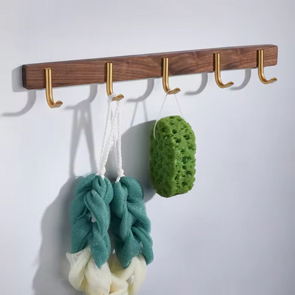 Farmhouse Style Wooden Coat Hooks with 5 Metal Pegs