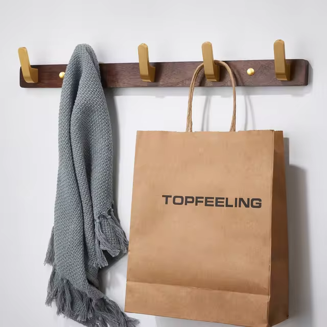 Farmhouse Style Wooden Coat Hooks with 5 Metal Pegs