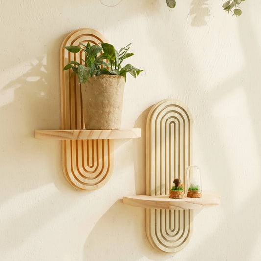 Rustic Chic Wall Mounted Wooden Shelves - Lusomart