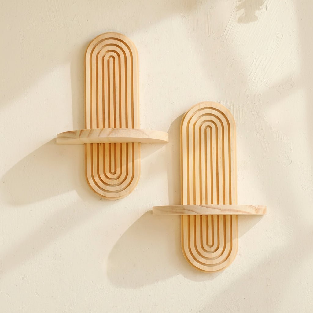 WoodenCraft | Elegant Boho Geometric Floating Wall Shelves 2