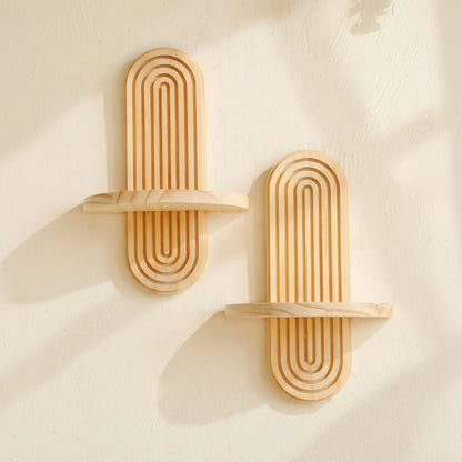 WoodenCraft | Elegant Boho Geometric Floating Wall Shelves 2