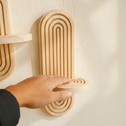 WoodenCraft | Elegant Boho Geometric Floating Wall Shelves 3