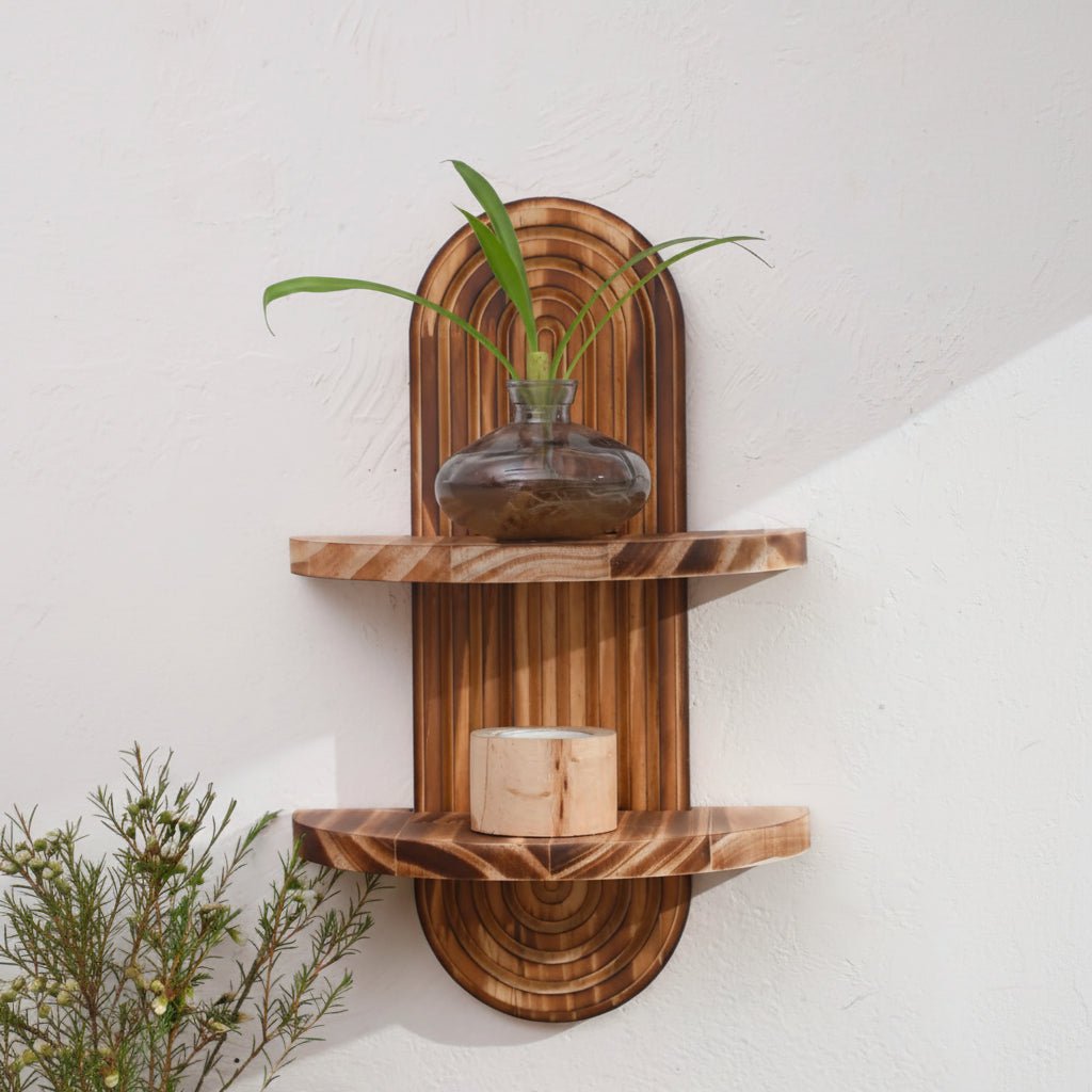 WoodenCraft | Elegant Boho Geometric Floating Wall Shelves 4