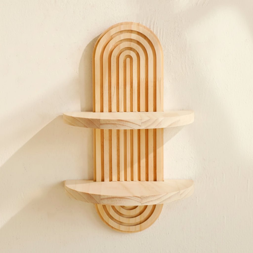 WoodenCraft | Elegant Boho Geometric Floating Wall Shelves 9