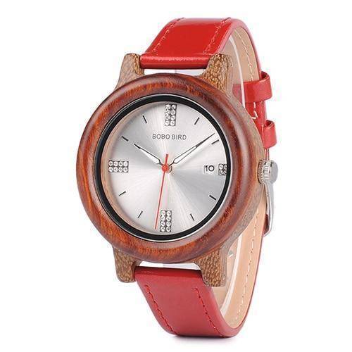 Elegant Wooden Ladies Watch with Date Function - Lusomart