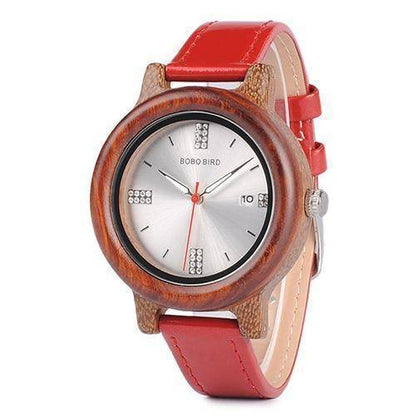 Elegant Wooden Ladies Watch with Date Function - Lusomart