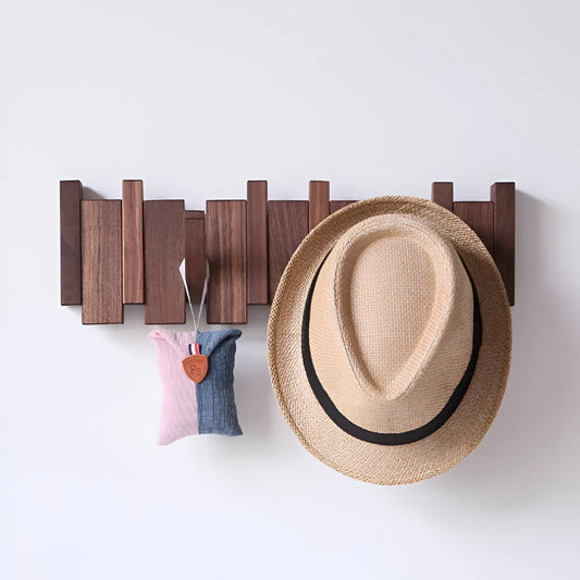 Space Saving Wooden Coat Rack Wall Mount Hooks - Lusomart