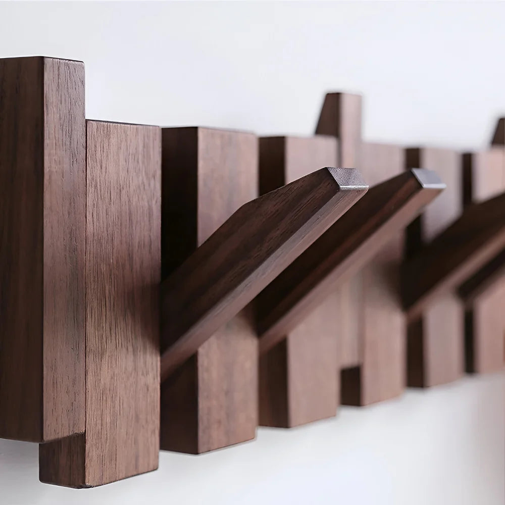 Space Saving Wooden Folding Hook Rack Organizer