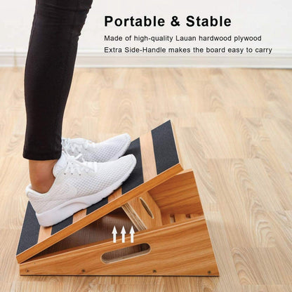 Wooden Slant Board - Professional Wooden Slant Board, Adjustable Incline Board and Calf Stretcher, Stretch Board - Extra Side-Handle Design 2