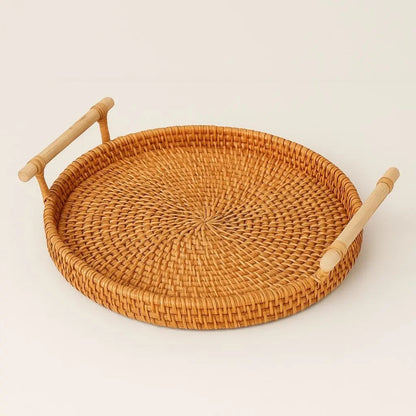Artisan-crafted rattan storage basket with natural woven texture for elegant home organization.

