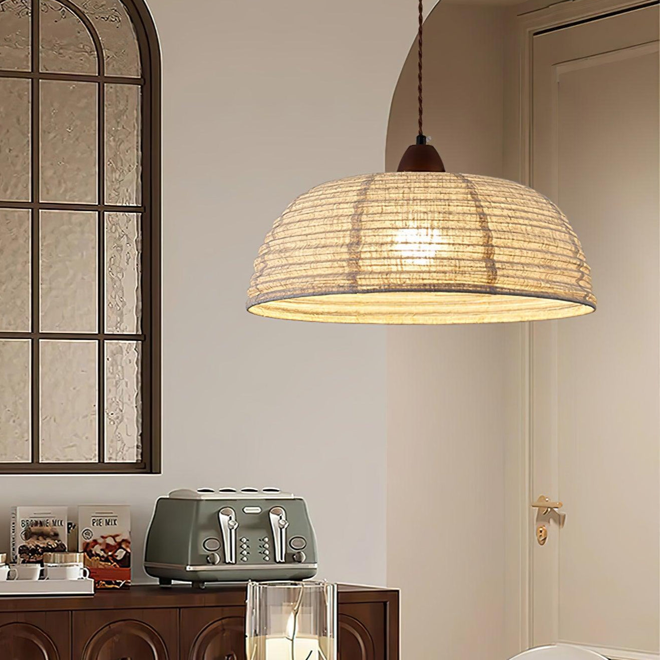 Rustic Textile Hanging Lamp