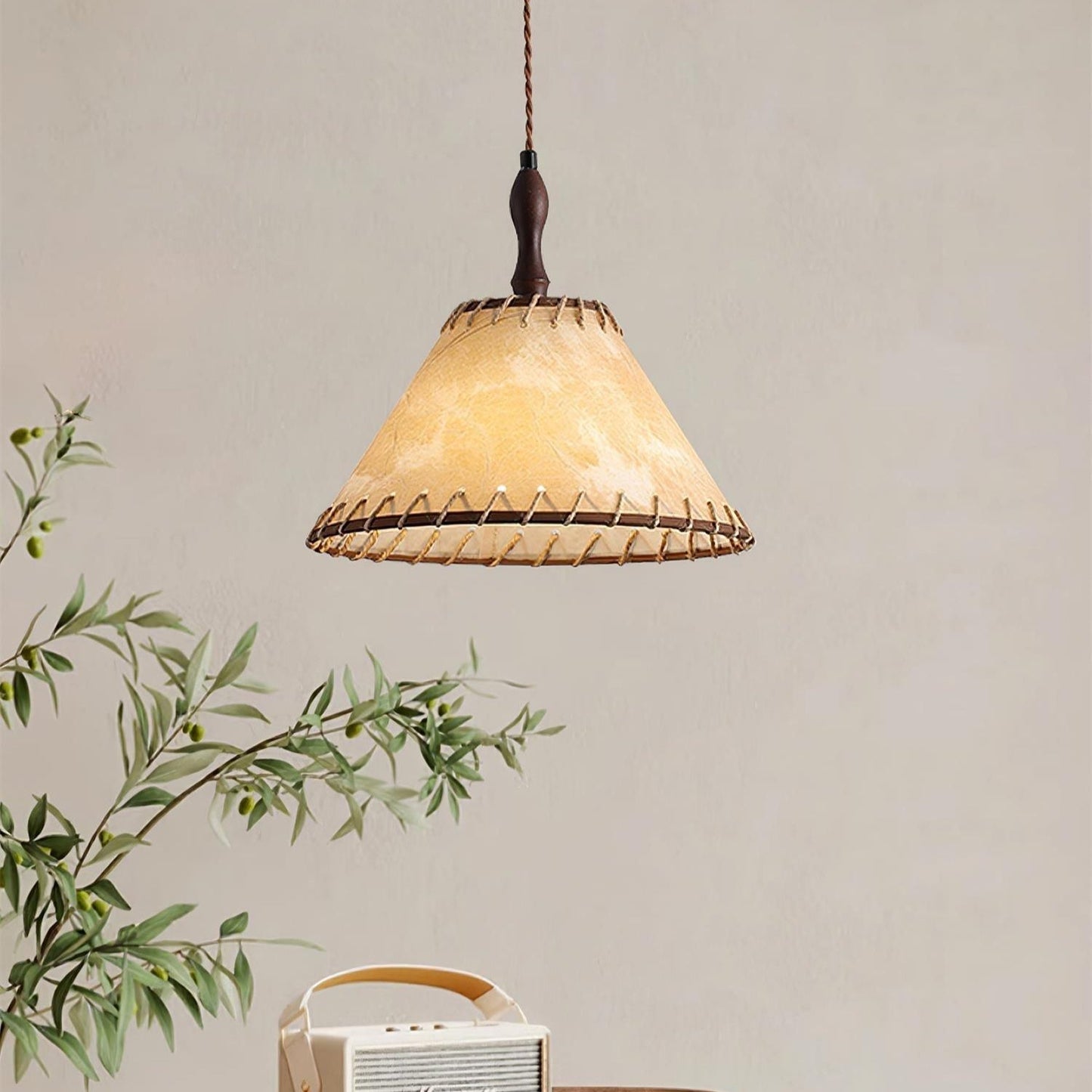 Rustic Textile Hanging Lamp