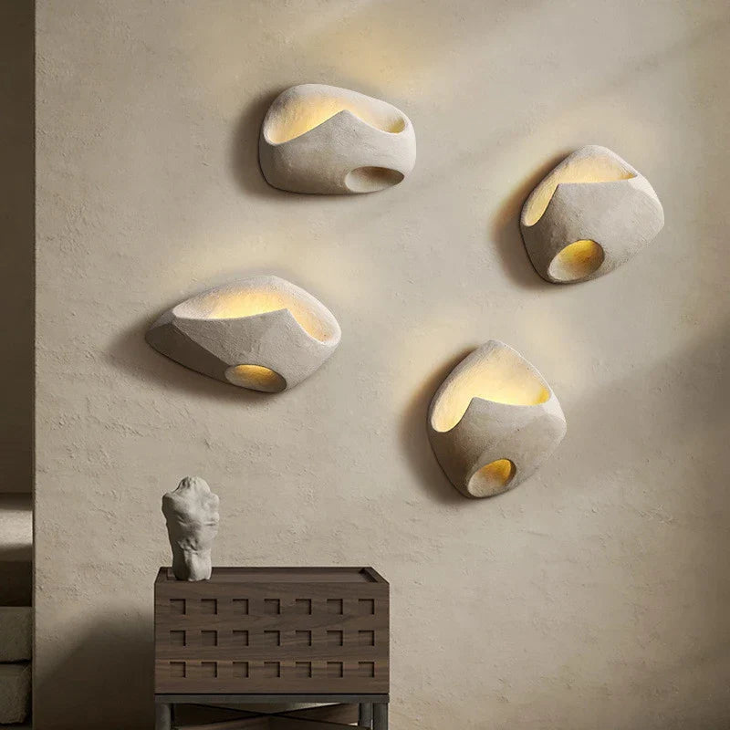 ZenGlow – Wabi-Sabi Cement Wall Sconce with Soft LED Light for Tranquil Interiors 1