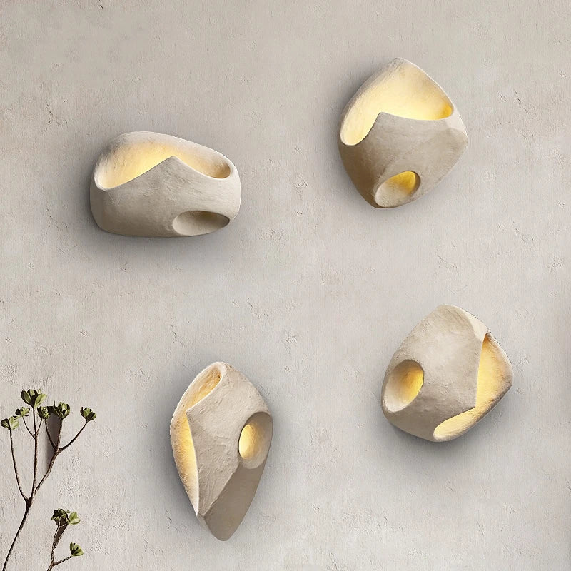 ZenGlow – Wabi-Sabi Cement Wall Sconce with Soft LED Light for Tranquil Interiors 2