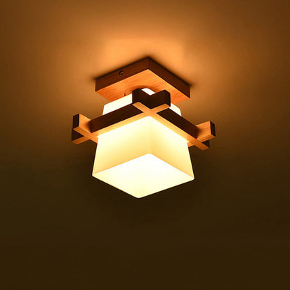 ZenithLight | Elegant Minimalist Wooden Flush Mount Ceiling Light Fixture 3