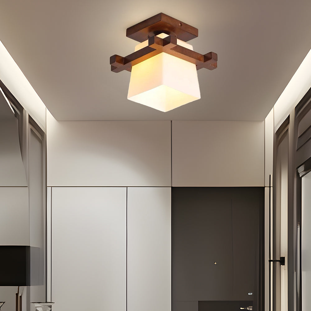 ZenithLight | Elegant Minimalist Wooden Flush Mount Ceiling Light Fixture 4
