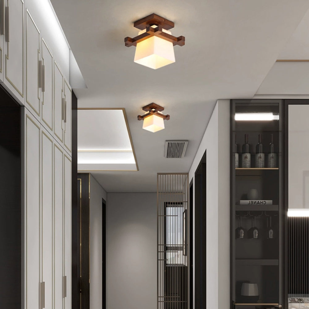 ZenithLight | Elegant Minimalist Wooden Flush Mount Ceiling Light Fixture 5