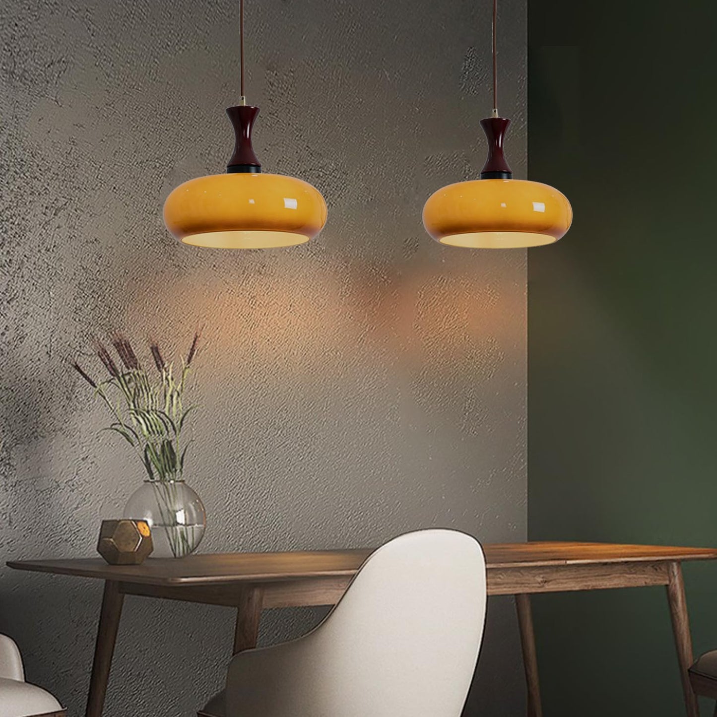 Zeylon | Elegant Retro Glass and Wood Kitchen Pendant Lighting 4