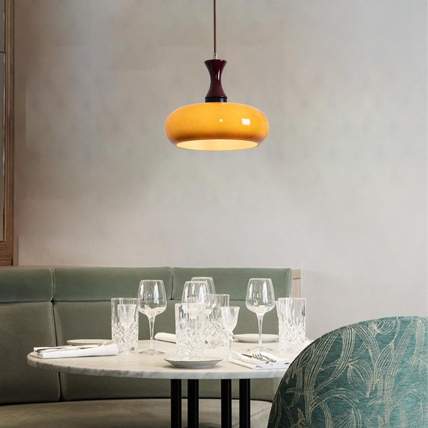 Zeylon | Elegant Retro Glass and Wood Kitchen Pendant Lighting 6