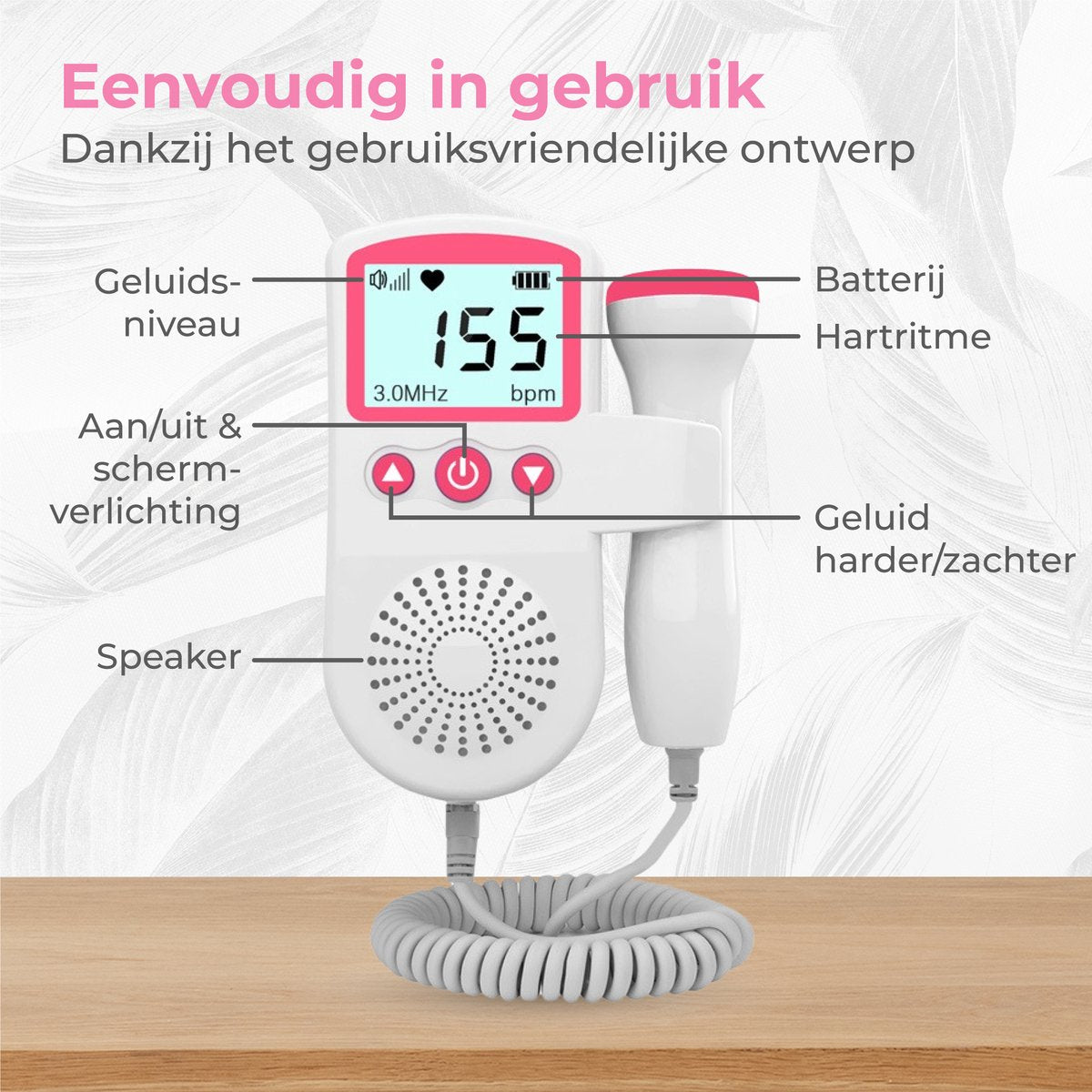 Zwangere Vrouwen Doppler Baby Hartslagmonitor Ultrasone Technologie LCD Scherm 1