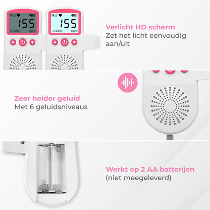 Zwangere Vrouwen Doppler Baby Hartslagmonitor Ultrasone Technologie LCD Scherm 3