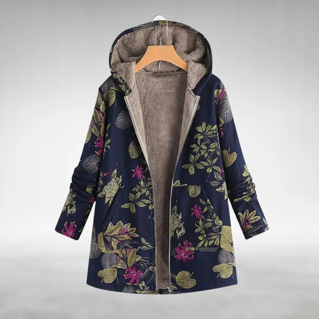 Classic Floral Parka Coat for Daily Wear